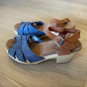 Toms sandals wedges wood sole clog